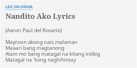 matagal na kitang bet lyrics - NANDITO AKO (TAGALOG VERSION) (Lyrics in English).